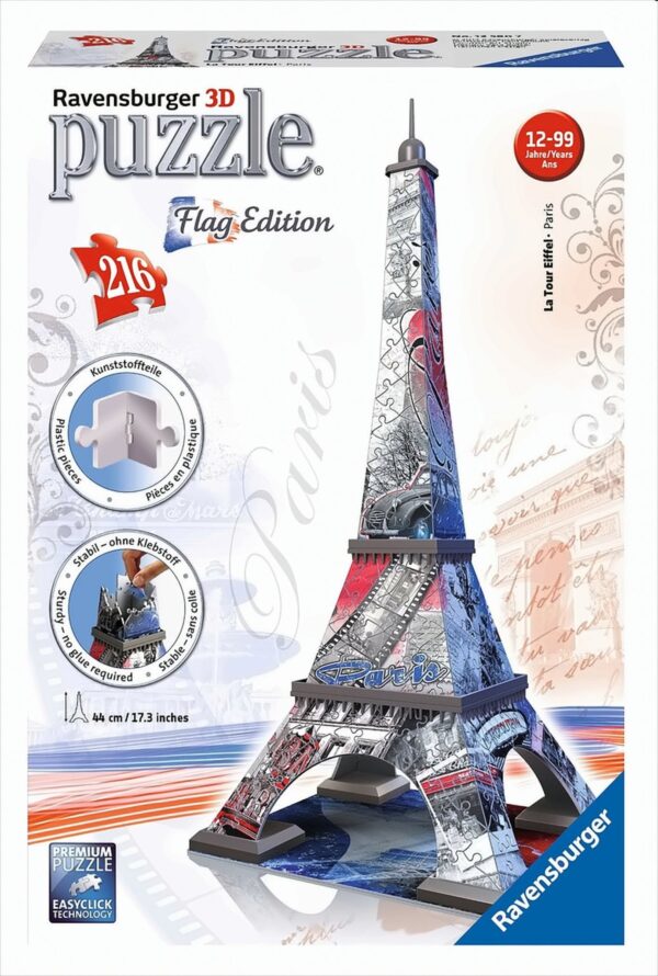 Flag Edition Eiffelturm - 3D Puzzle-Bauwerke, 216 Teile