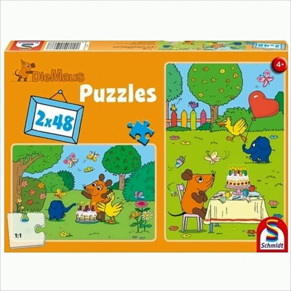 Schmidt Spiele - Puzzle Die Maus - Alles Gute, liebe Maus!, 2x48 Teile