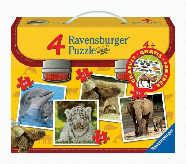 Ravensburger 07045 - Wilde Tierkinder - 2x64 Teile / 2x81 Teile Puzzlekoffer