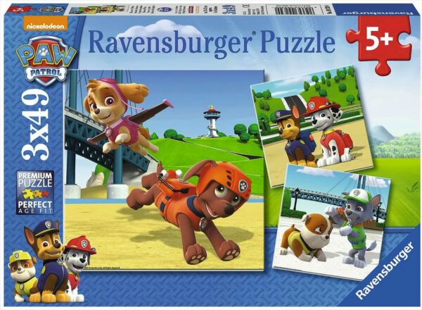 Paw Patrol Team auf 4 Pfoten, 3 x 49 Teile Puzzle