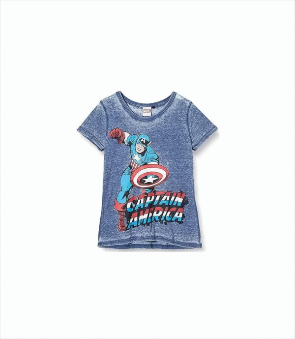 Captain america Burnout Washed Girl-Shirt blau L