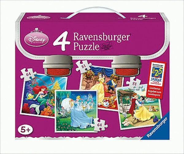 Disney Princess: 4 Prinzessinnen, Puzzlekoffer, 2x64 und 2x81 Teile