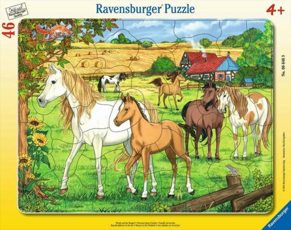 Ravensburger Spiel - Rahmenpuzzle - Pferde auf der Koppel, 46 Teile