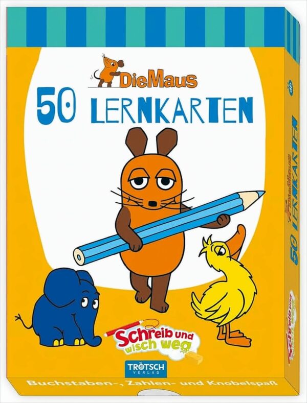 Die Maus Lernkarten schreib und wisch weg 50 Karten mit Stift und Schwamm