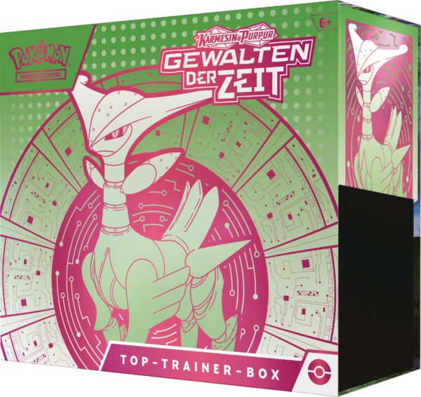 Pokemon Sammelkartenspiel Top-Trainer-Box Karmesin & Purpur – Gewalten der Zeit Eisenblatt