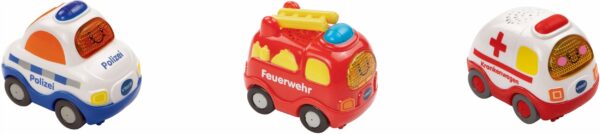 Tut Tut Flitzer - Fahrzeug - Feuerwehr, Polizei, Krankenwagen, 3-er Set