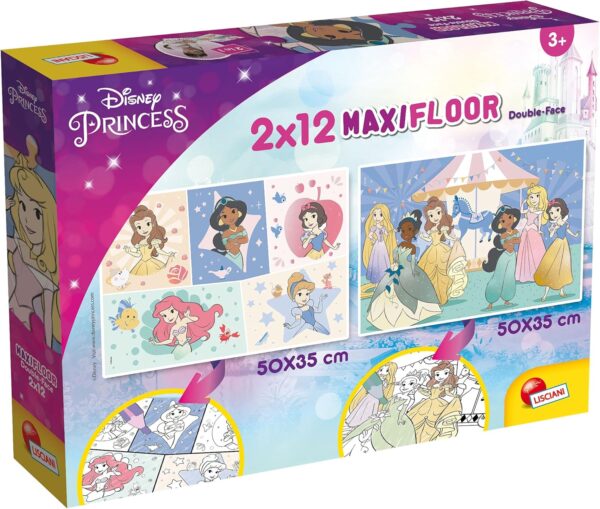 Disney Supermaxi 2 x 12 Princess Puzzle für Kinder, Mehrfarbig