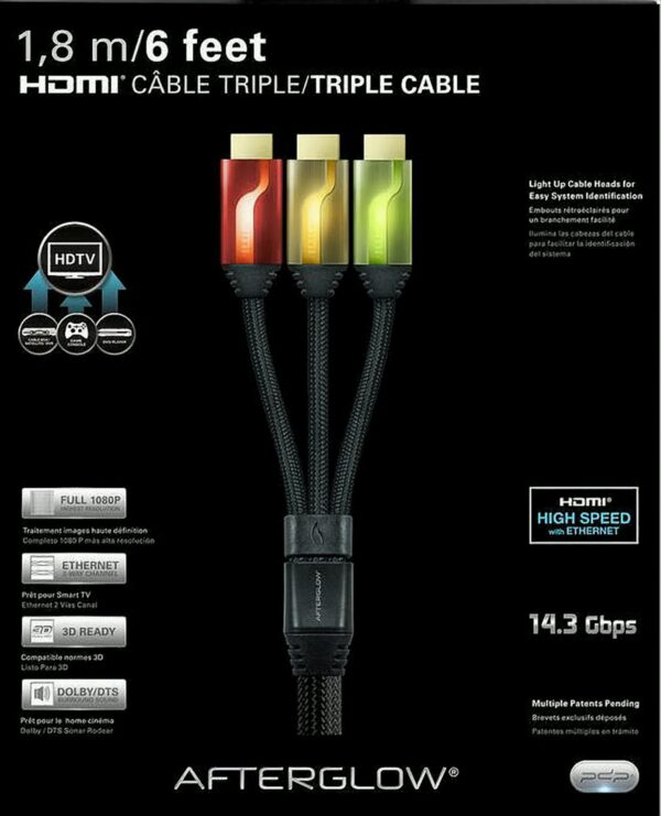 Afterglow HDMI Kabel 1,8m 3 Stk in rot, orange und limette