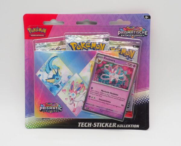 Pokemon Karmesin & Purpur Prismatische Entwicklungen TECH-Sticker Kollektion 3er Blister Feelinara