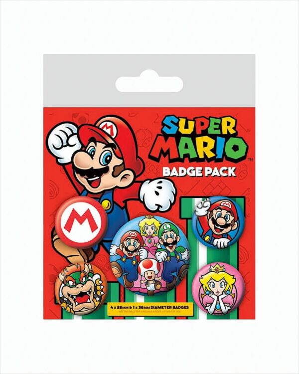 Super Mario Ansteck-Buttons 5er-Pack