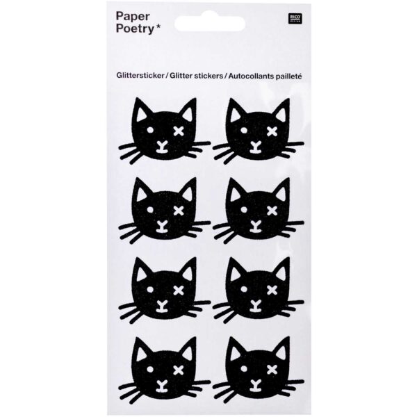 Glitter Sticker Schwarze Katze 1 Blatt