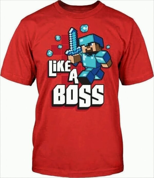 Minecraft Like A Boss Kinder T-Shirt 110/116 Rot