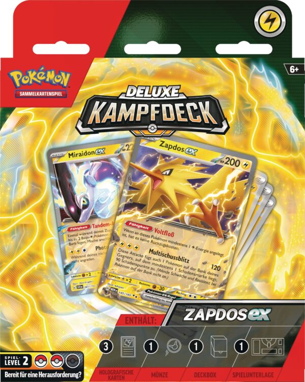 Pokemon Deluxe-Kampfdeck Zapdos-ex (sofort spielbares Deck mit 60 Karten & Zubehör)