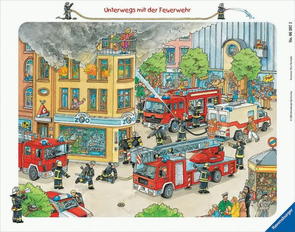 Unterwegs mit der Feuerwehr, 27 Teile Rahmenpuzzle